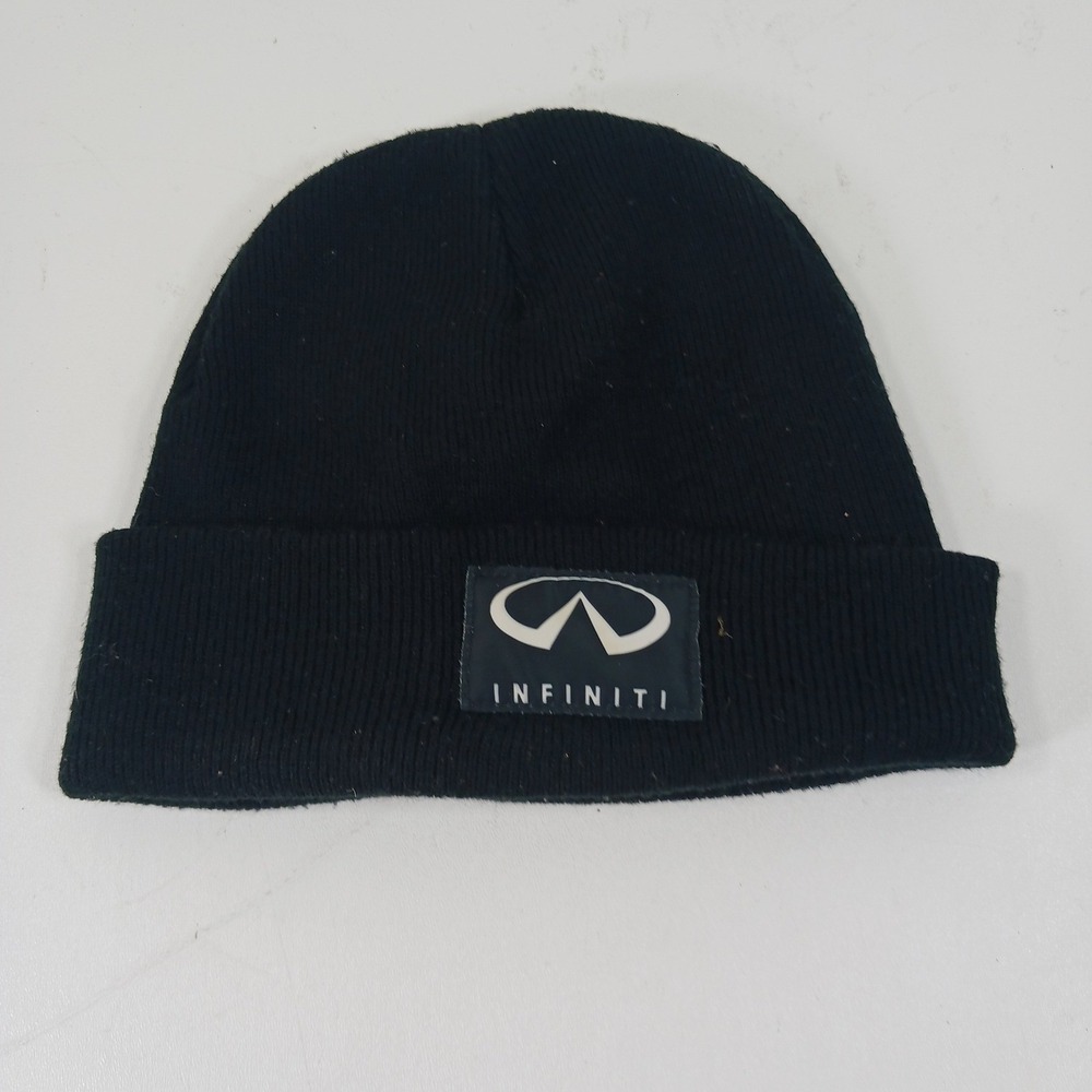 Infiniti Logo Beanie Hat Black Ribbed Knit Cuffed Winter Watch Cap Car Enthusias